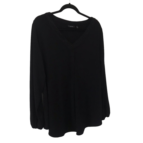 Apt. 9 Tops - Apt. 9 1X black embellished top